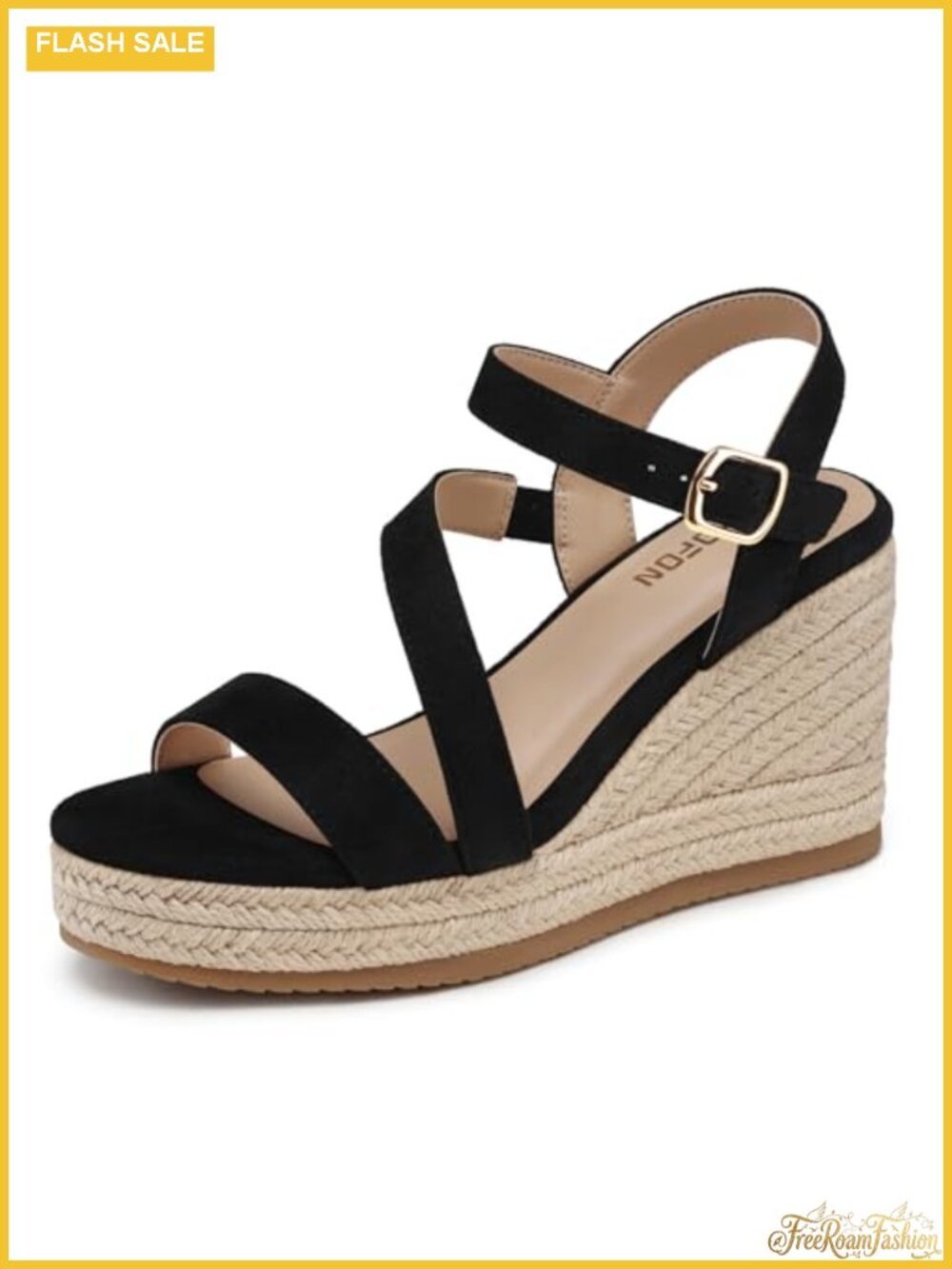 Espadrille Wedge Sandals Platform Suede PU Leather Ankle Strap